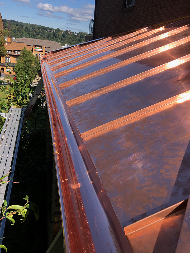 New copper roof installation