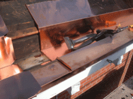 Copper Box Gutter Seam