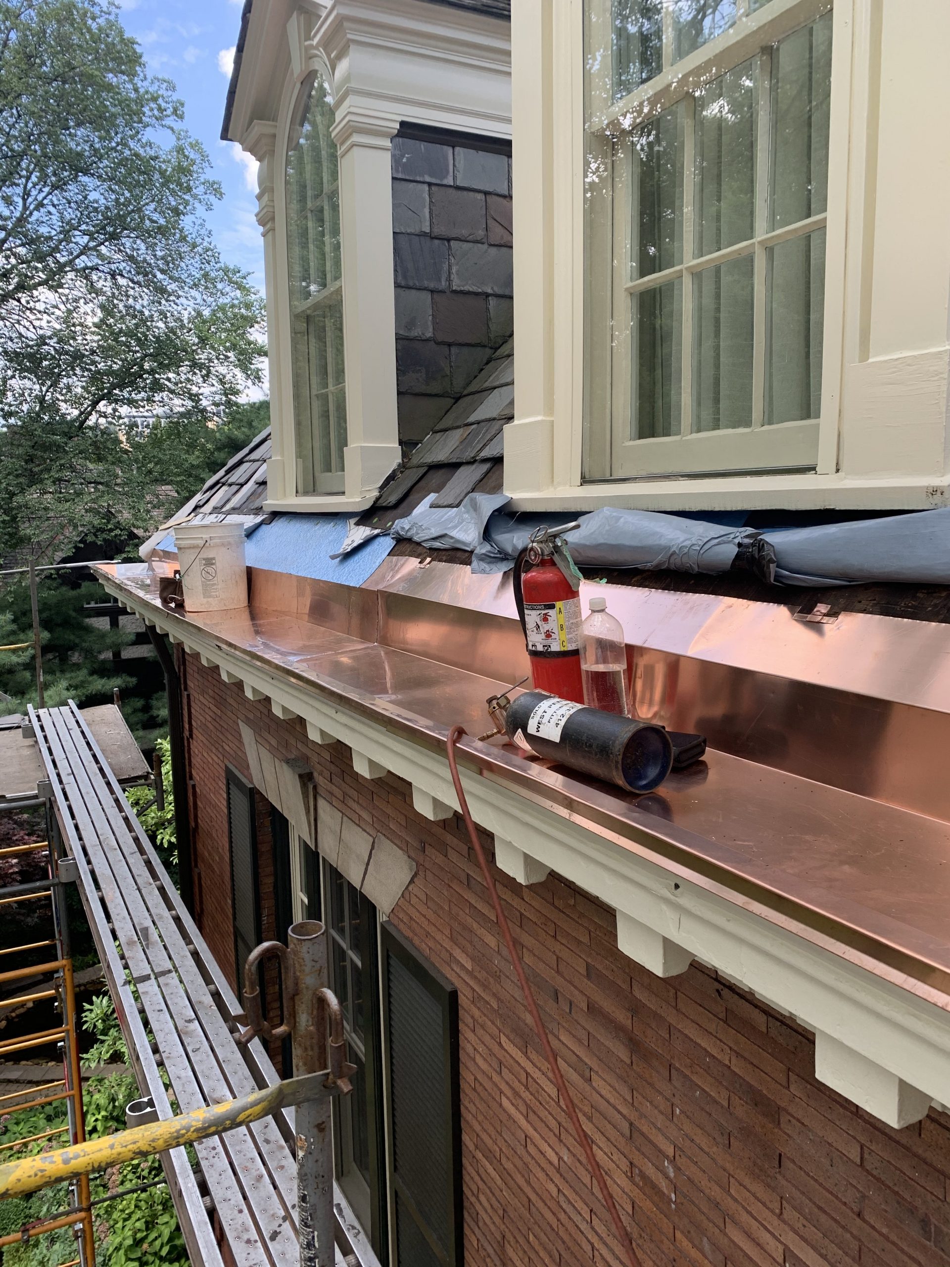 Copper Box Gutter w Slate
