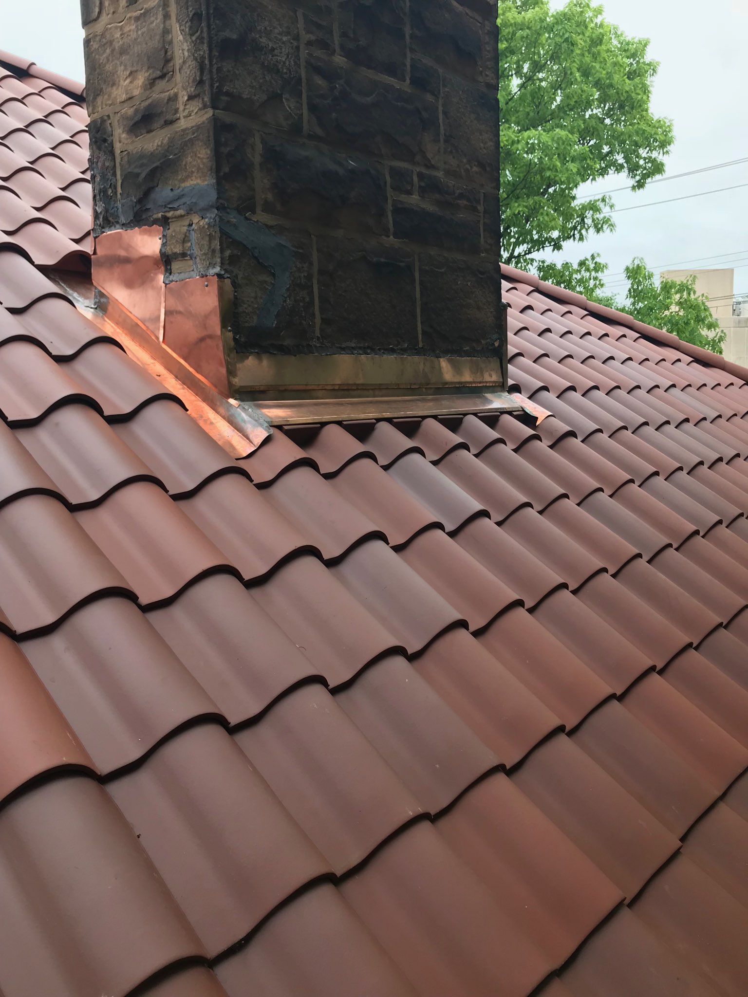Copper Flashing w Tile Roof